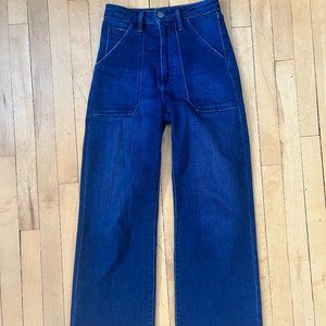 Just black medium denim high rise cargo pocket wide leg - Dark Blue